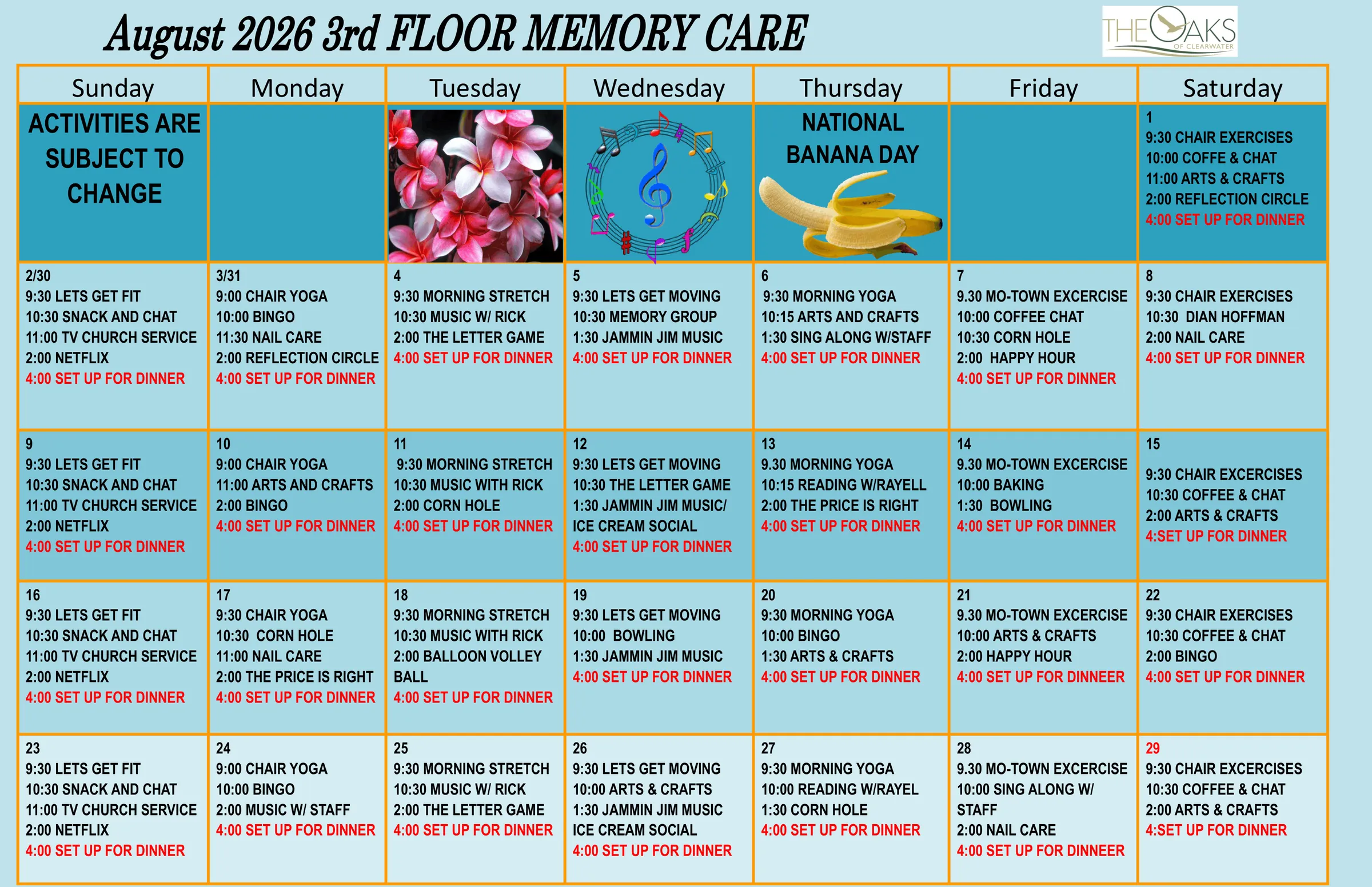 August 2026 Memory Calendar